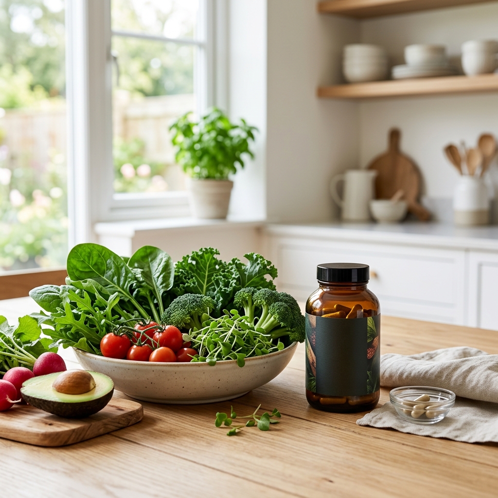 Healthy fresh food and wellness aesthetic