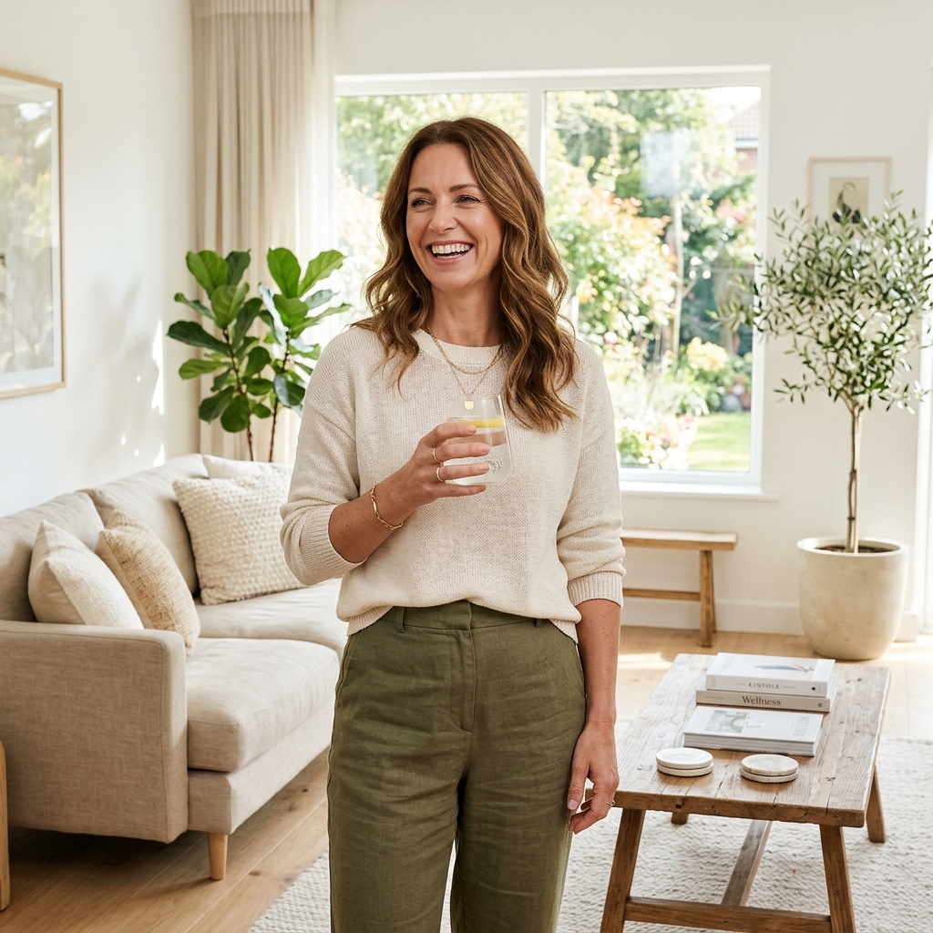 Healthy woman in her 40s smiling